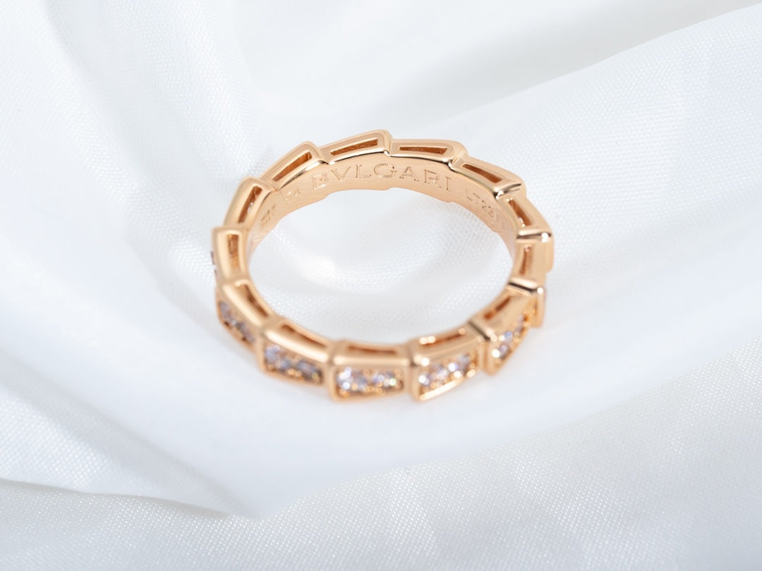 [Love More]SERPENTI RING PINK GOLD DIAMOND PAVED 3MM