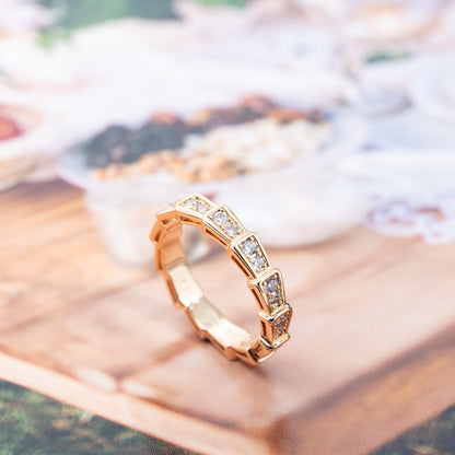 [Love More]SERPENTI RING PINK GOLD DIAMOND PAVED 3MM