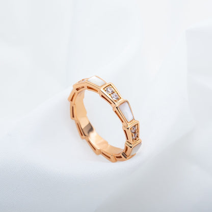 [Love More]SERPENTI RING PINK GOLD DIAMOND MOP 3MM