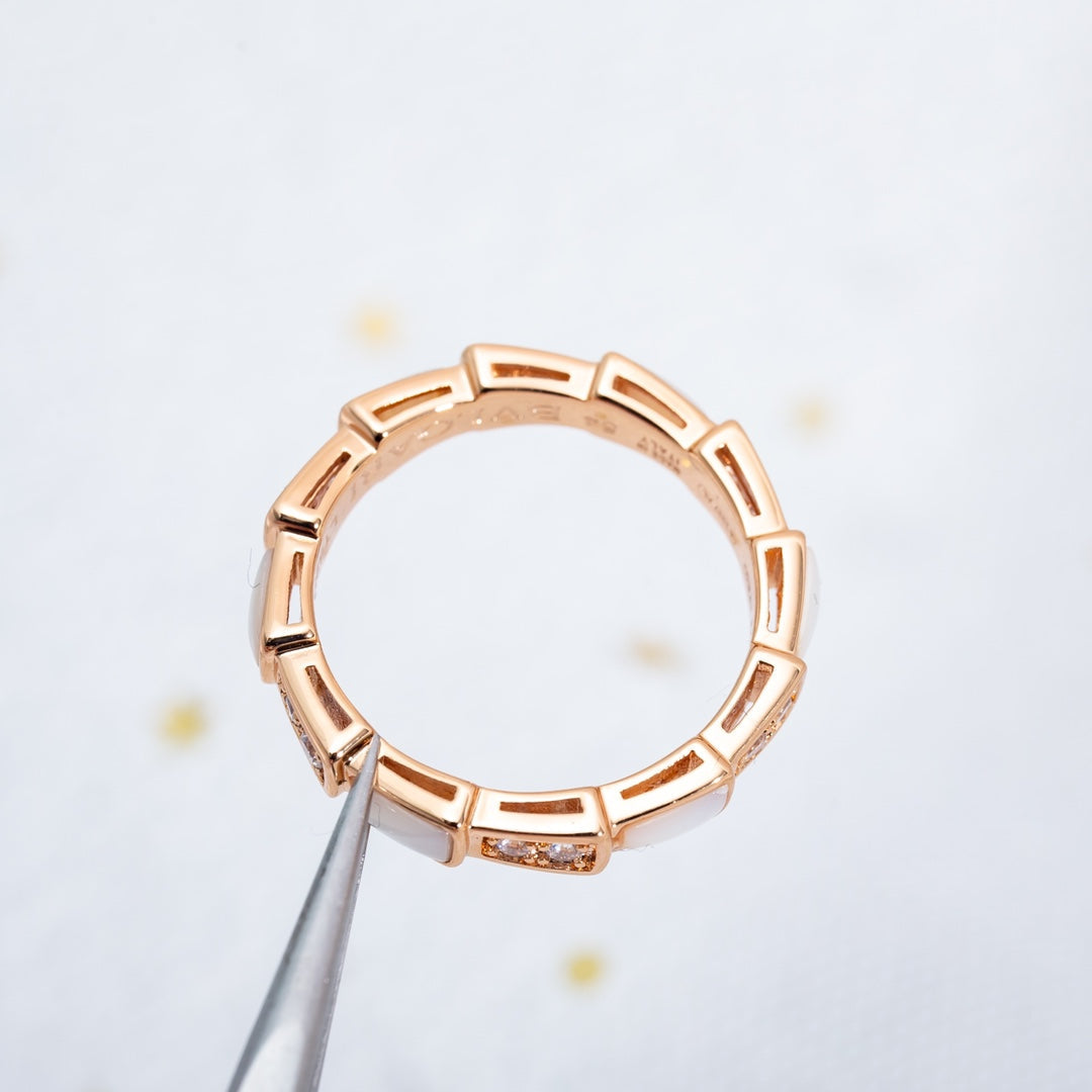 [Love More]SERPENTI RING PINK GOLD DIAMOND MOP 3MM