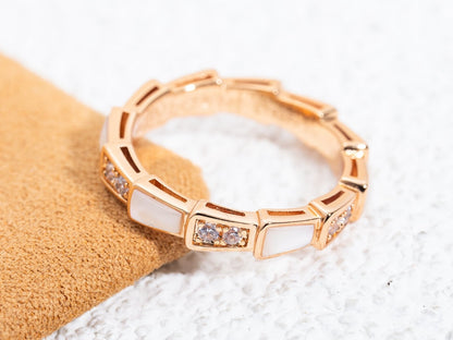 [Love More]SERPENTI RING PINK GOLD DIAMOND MOP 3MM