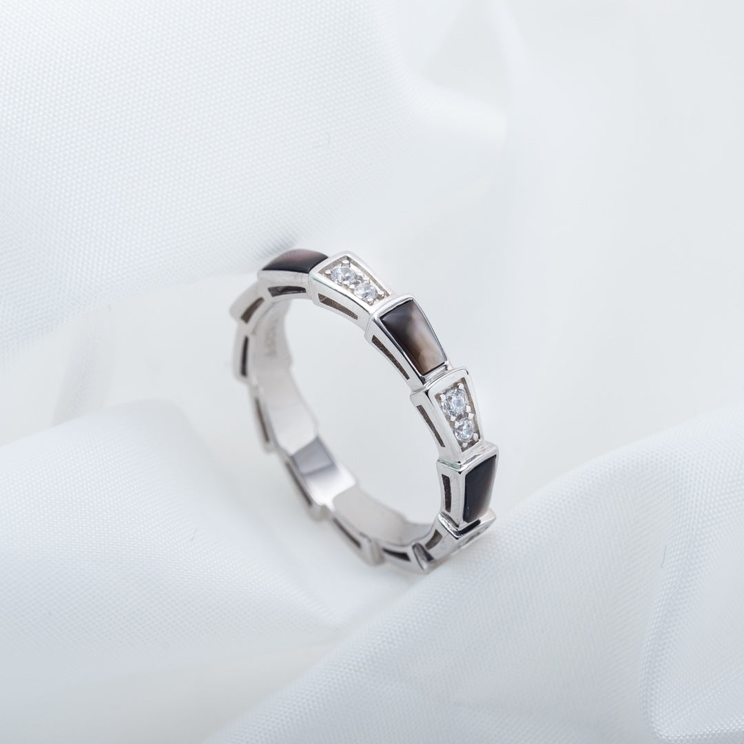 [Love More]SERPENTI RING SILVER  DIAMOND BLACK MOP 3MM