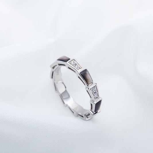 [Love More]SERPENTI RING SILBER DIAMANT SCHWARZ MOP 3MM