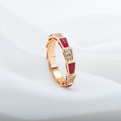 [Love More]SERPENTI RING PINK GOLD CARNELIAN DIAMOND 3MM