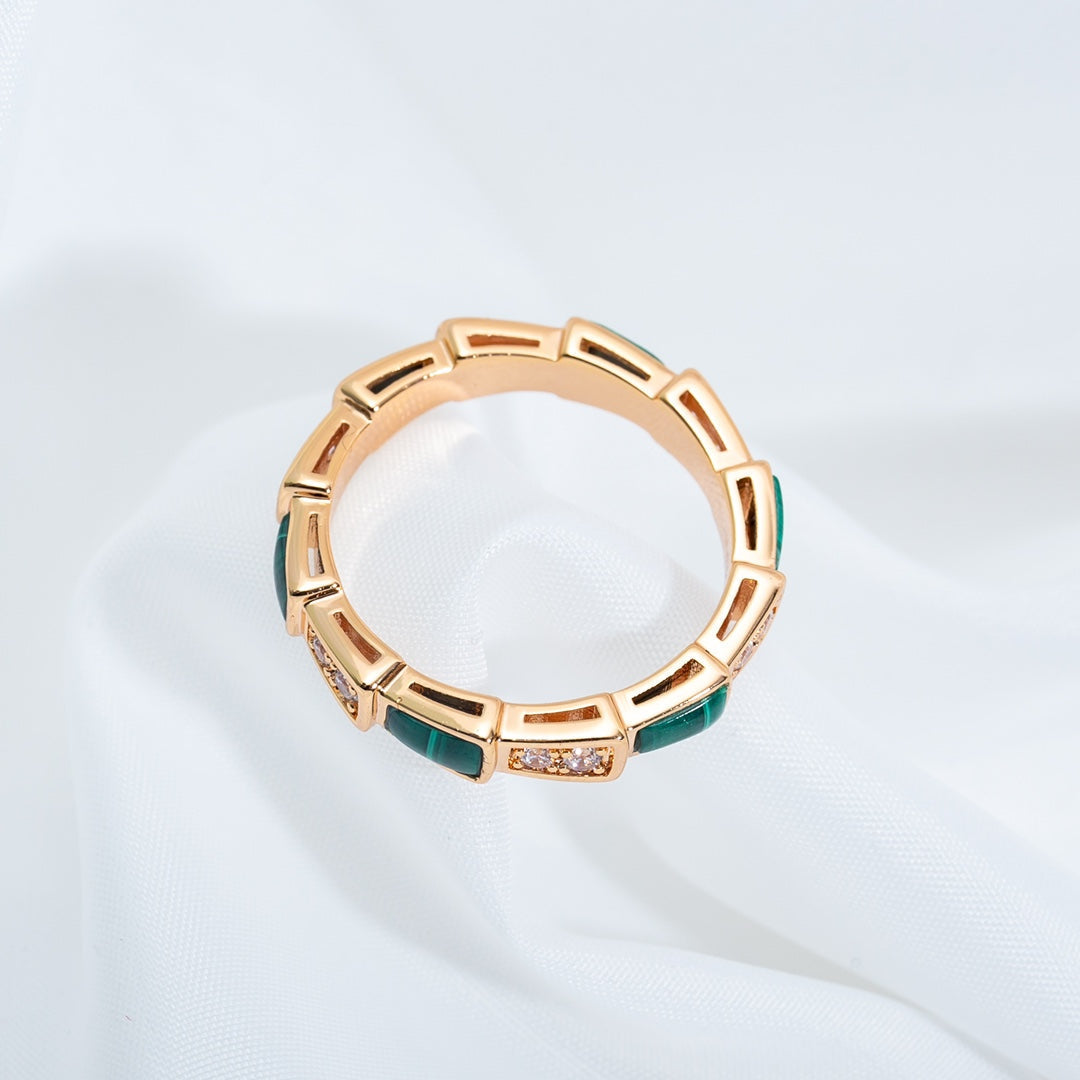 [Love More]SERPENTI RING PINK GOLD MALACHITE DIAMOND 3MM