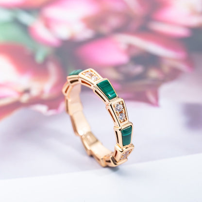 [Love More]SERPENTI RING PINK GOLD MALACHITE DIAMOND 3MM