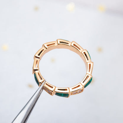 [Love More]SERPENTI RING PINK GOLD MALACHITE DIAMOND 3MM