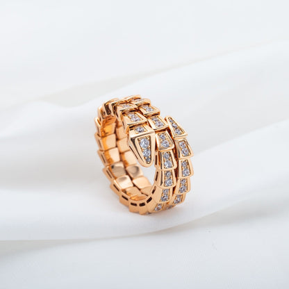 [Love More]SERPENTI RING PINK GOLD DIAMOND DOUBLE ROW