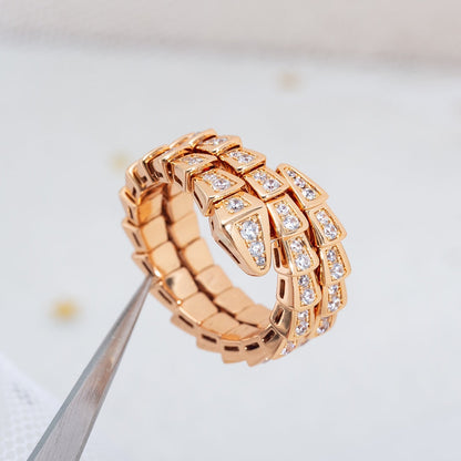 [Love More]SERPENTI RING PINK GOLD DIAMOND DOUBLE ROW