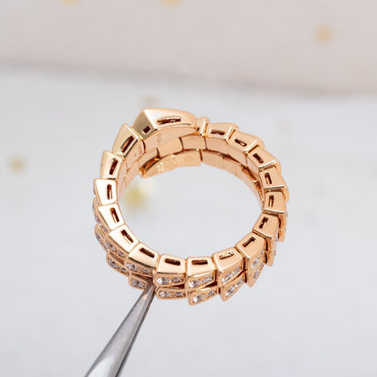 [Love More]SERPENTI RING PINK GOLD DIAMOND DOUBLE ROW