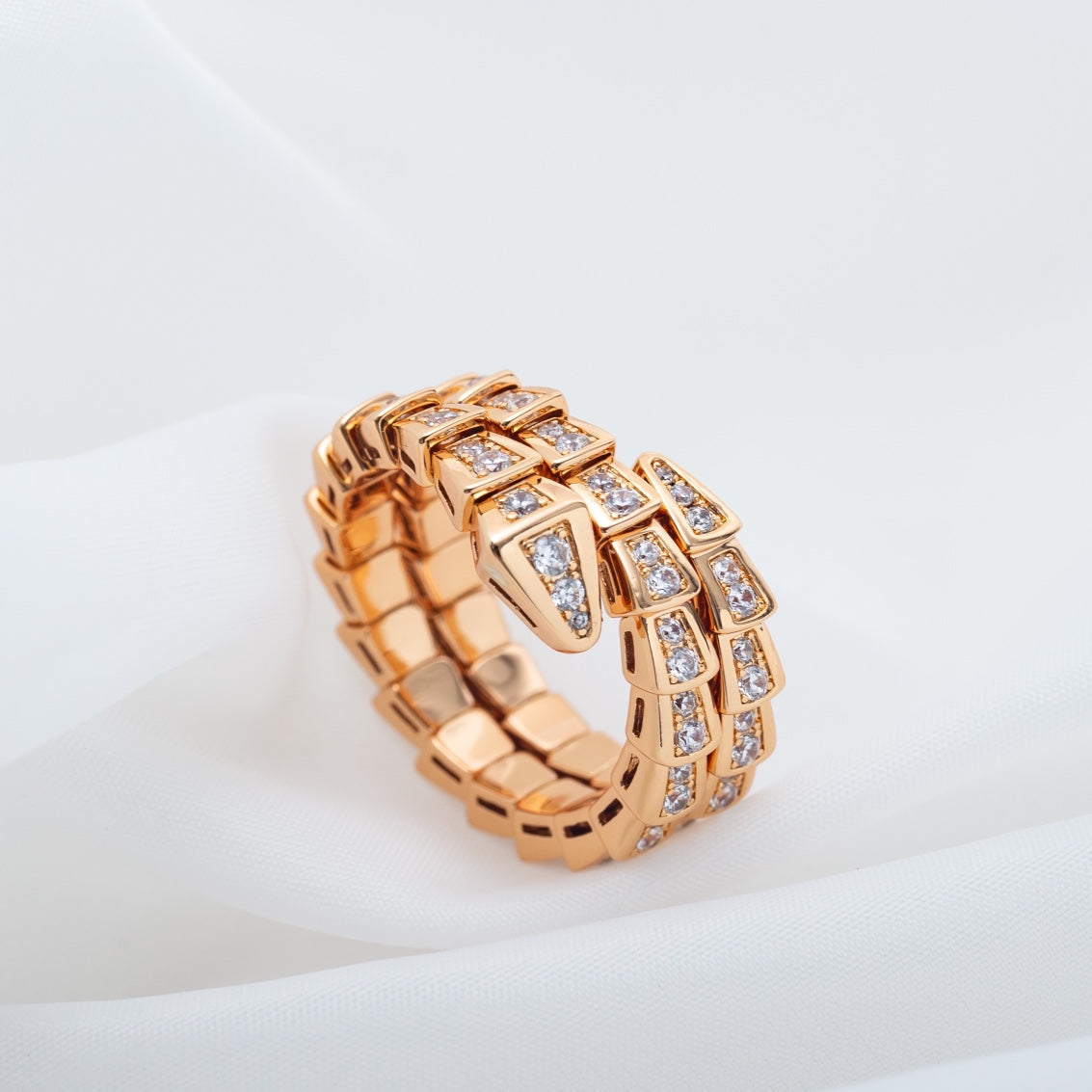 [Love More]SERPENTI RING PINK GOLD DIAMOND DOUBLE ROW