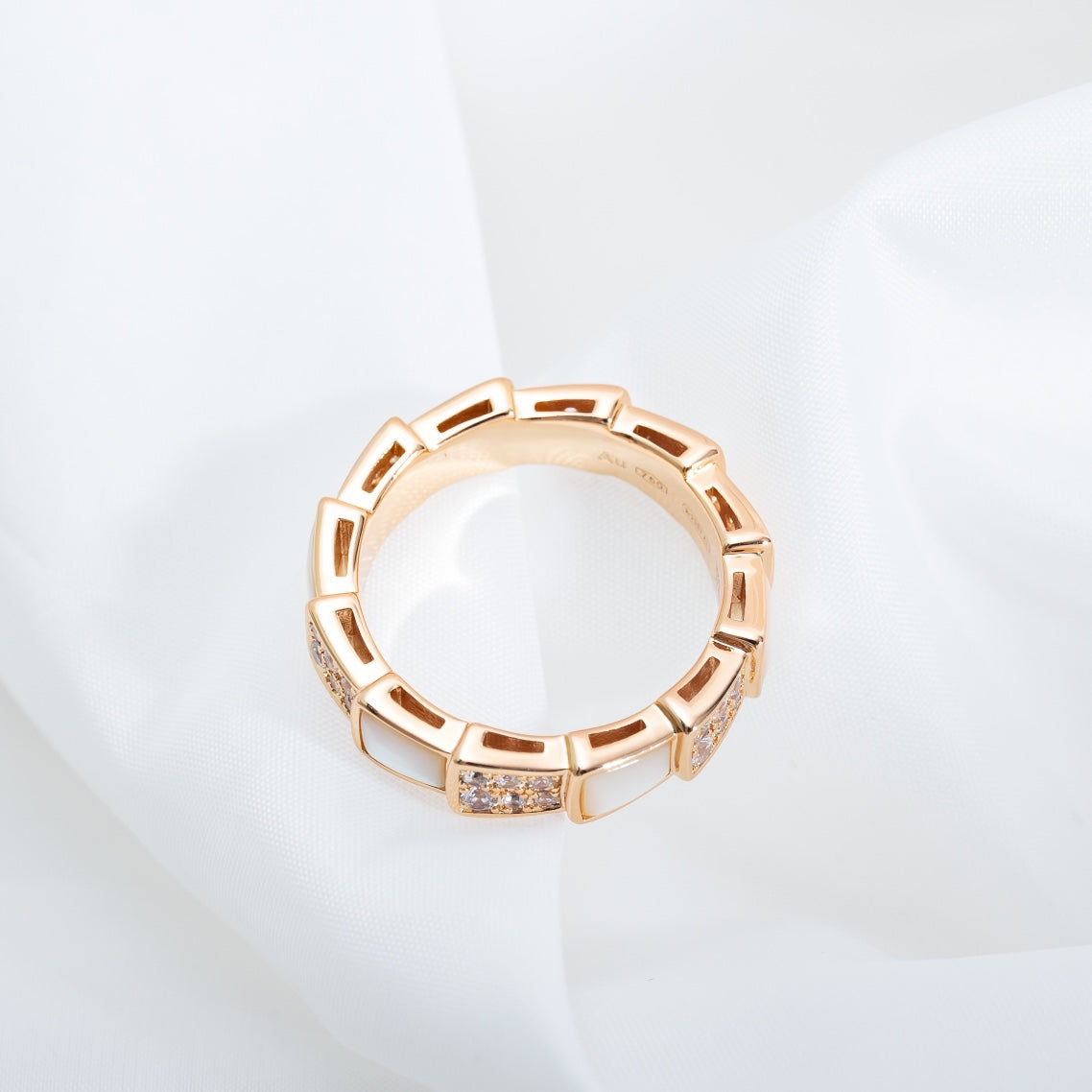 [Love More]SERPENTI RING PINK GOLD MOP DIAMOND PAVED 4MM