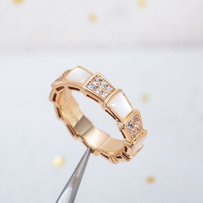 [Love More]SERPENTI RING PINK GOLD MOP DIAMOND PAVED 4MM