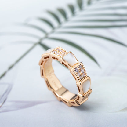 [Love More]SERPENTI RING PINK GOLD MOP DIAMOND PAVED 4MM