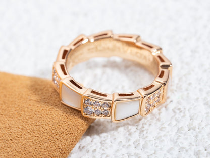 [Love More]SERPENTI RING PINK GOLD MOP DIAMOND PAVED 4MM