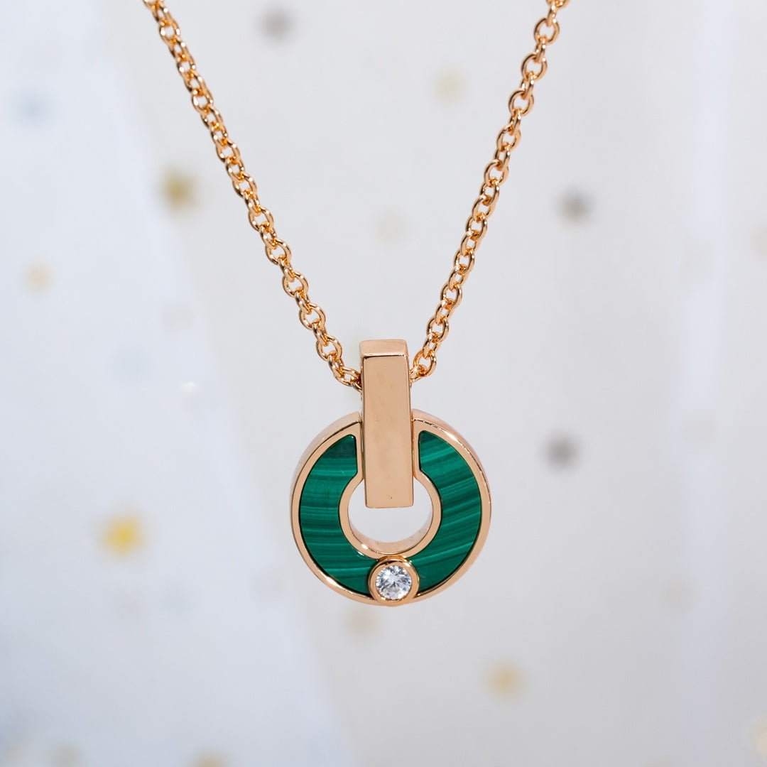 [Love More]GARI NECKLACE PINK GOLD MALACHITE