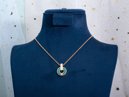 [Love More]GARI NECKLACE PINK GOLD MALACHITE