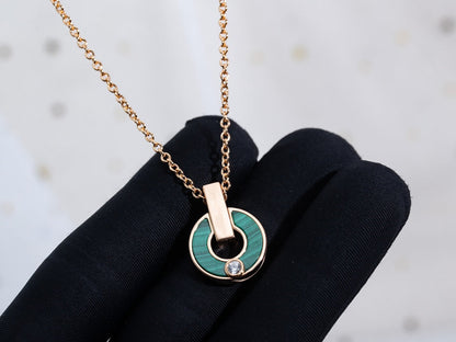 [Love More]GARI NECKLACE PINK GOLD MALACHITE