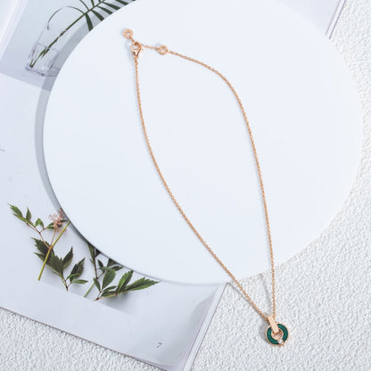 [Love More]GARI NECKLACE PINK GOLD MALACHITE