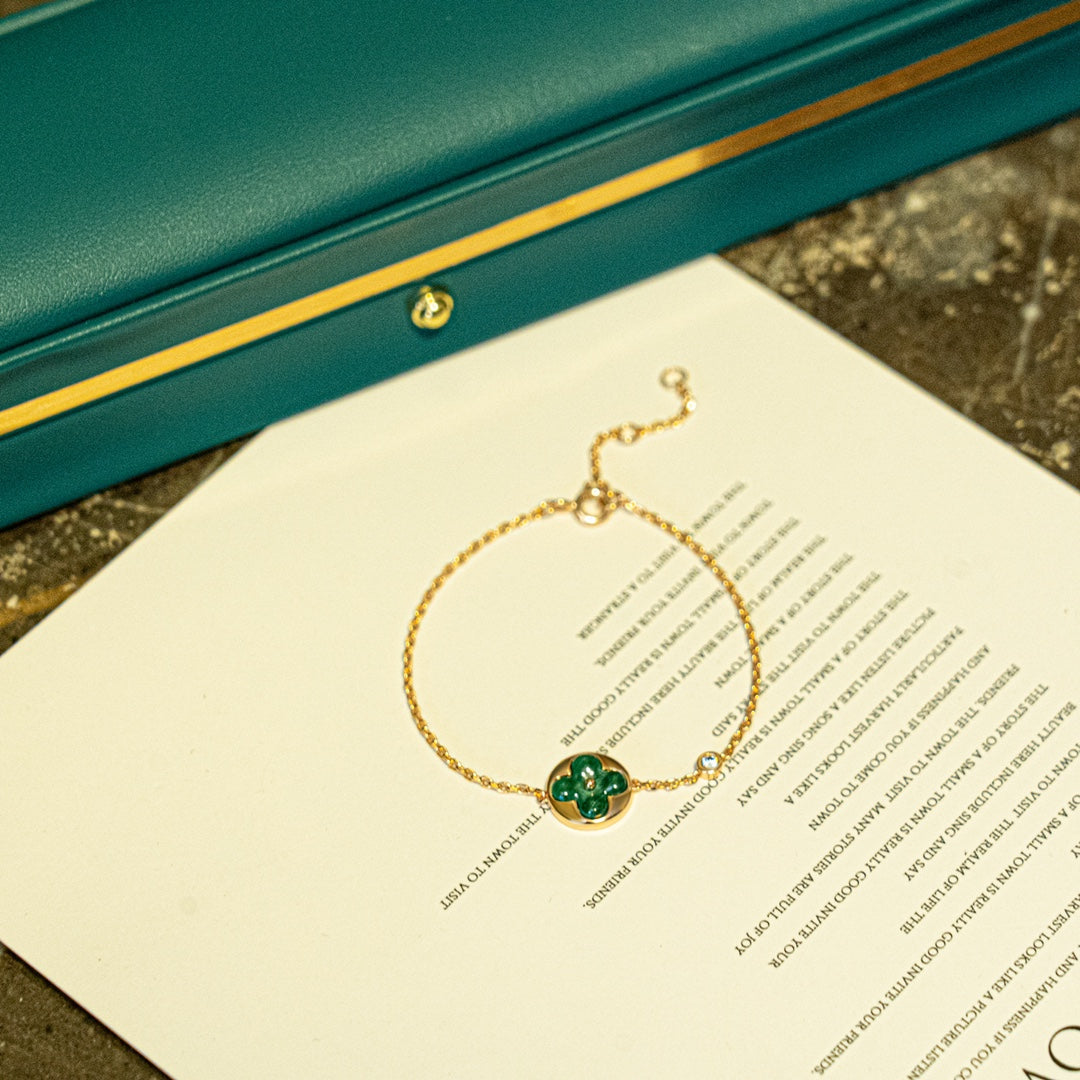 [Love More]SUN MALACHITE 1 DIAMOND PINK GOLD ARMBAND