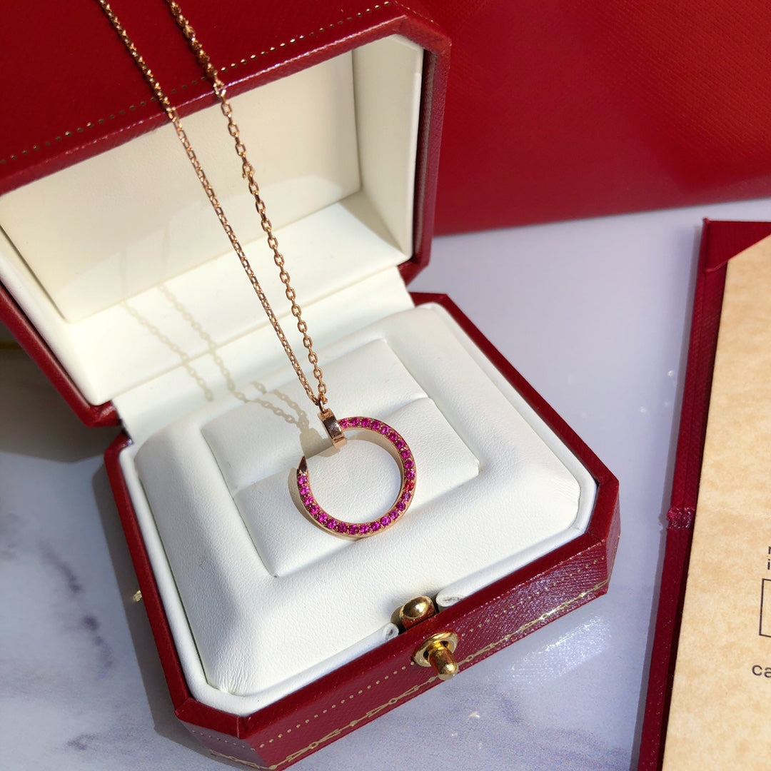 [Love More]JUSTE NECKLACE GOLD RED DIAMONDS