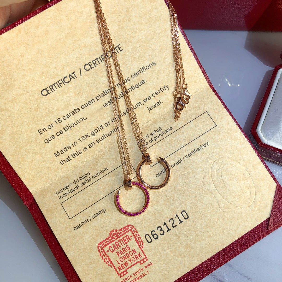 [Love More]JUSTE NECKLACE GOLD RED DIAMONDS