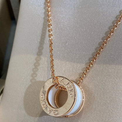 [Love More]ZERO 1 WHITE CERAMIC PINK GOLD NECKLACE