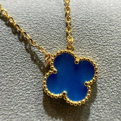 [Love More]CLOVER 15MM BLUE AGATE NECKLACE