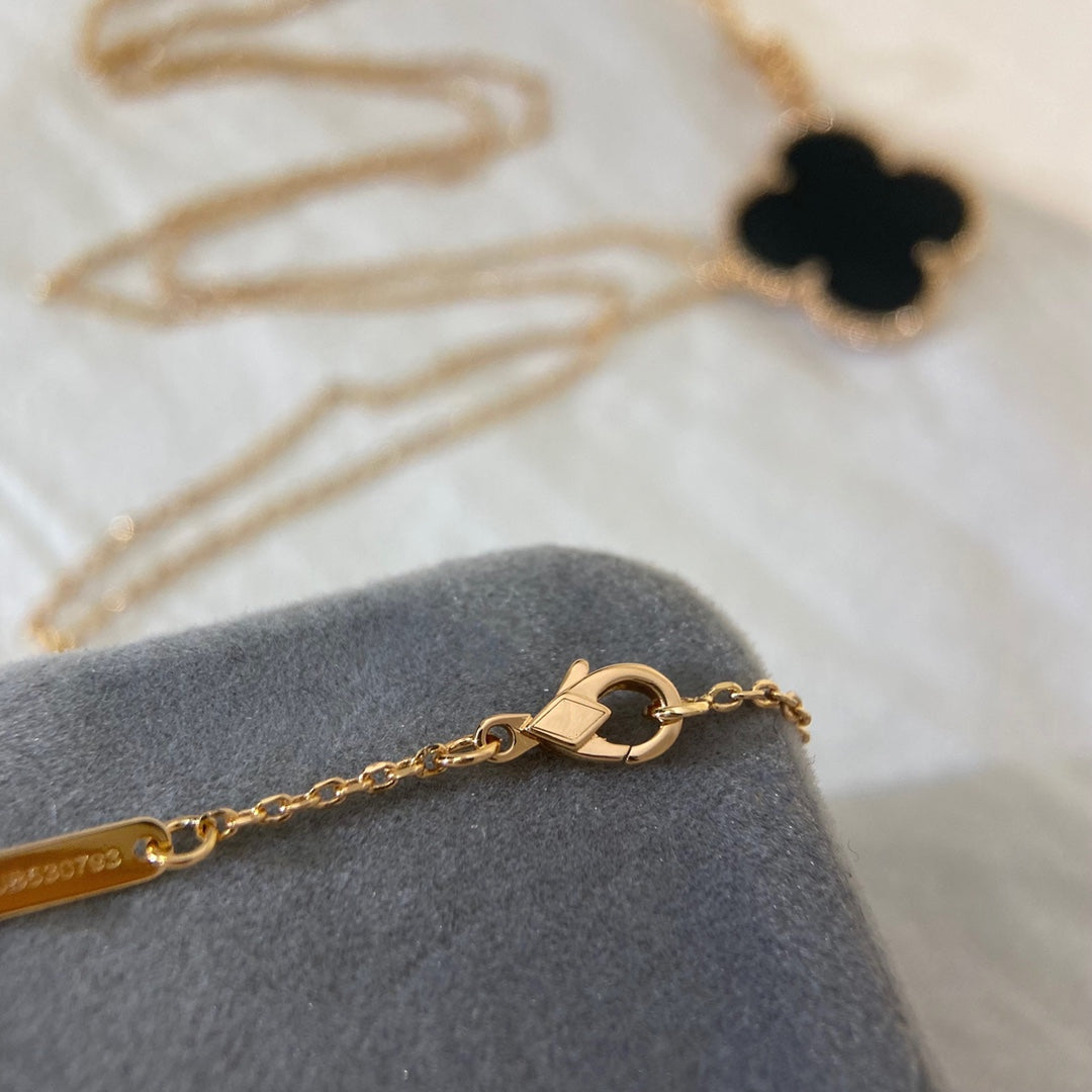 [Love More]CLOVER 25MM NECKLACE GOLD ONYX