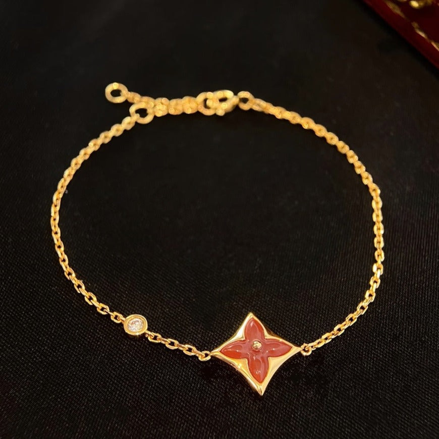 [Love More]COLOR STAR KARNEOL ROTGOLD DIAMANT ARMBAND