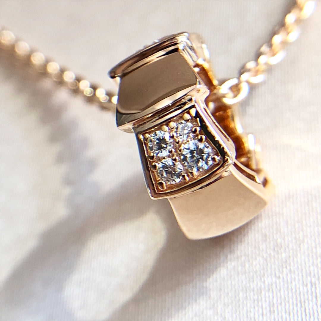 [Love More]SERPENTI PEDANT DIAMOND PINK GOLD NECKLACE