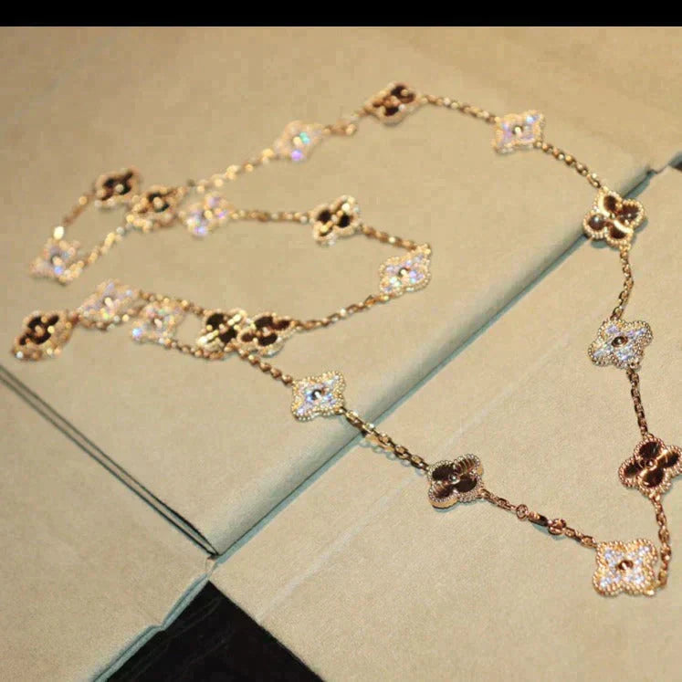 [Love More]CLOVER 20 MOTIFS LASER DIAMOND NECKLACE