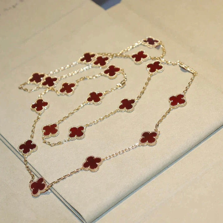 [Love More]CLOVER 20 MOTIFS CARNELIAN NECKLACE