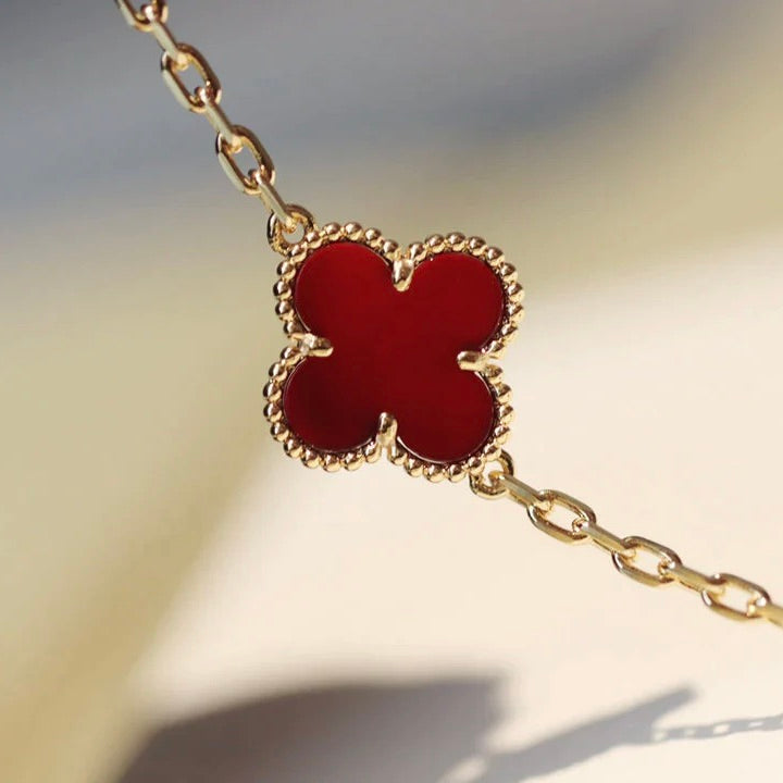 [Love More]CLOVER 20 MOTIFS CARNELIAN NECKLACE