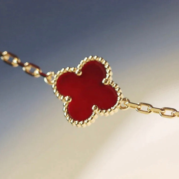 [Love More]CLOVER 20 MOTIFS CARNELIAN NECKLACE