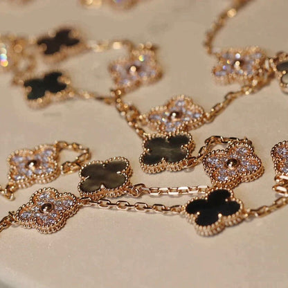 [Love More]CLOVER 20 MOTIFS DARK MOP DIAMOND  NECKLACE