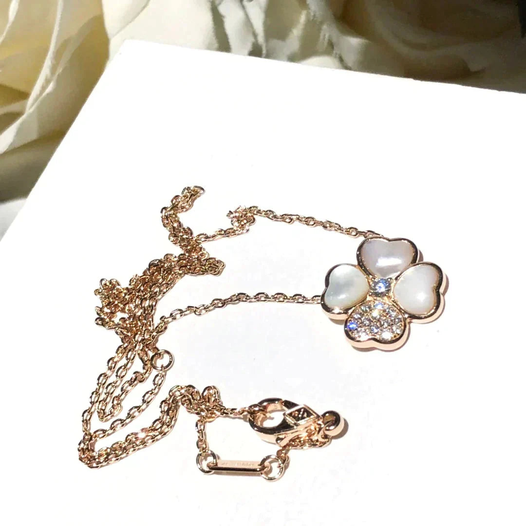 [Love More]CLOVER MOP DIAMOND ROSE GOLD NECKLACE