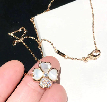 [Love More]CLOVER MOP DIAMOND ROSE GOLD NECKLACE