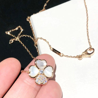 [Love More]CLOVER MOP DIAMOND ROSE GOLD NECKLACE