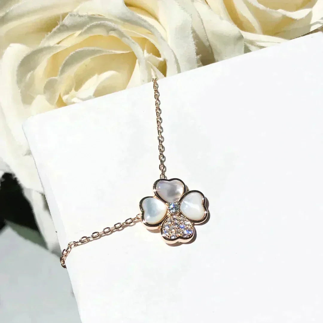 [Love More]CLOVER MOP DIAMOND ROSE GOLD NECKLACE