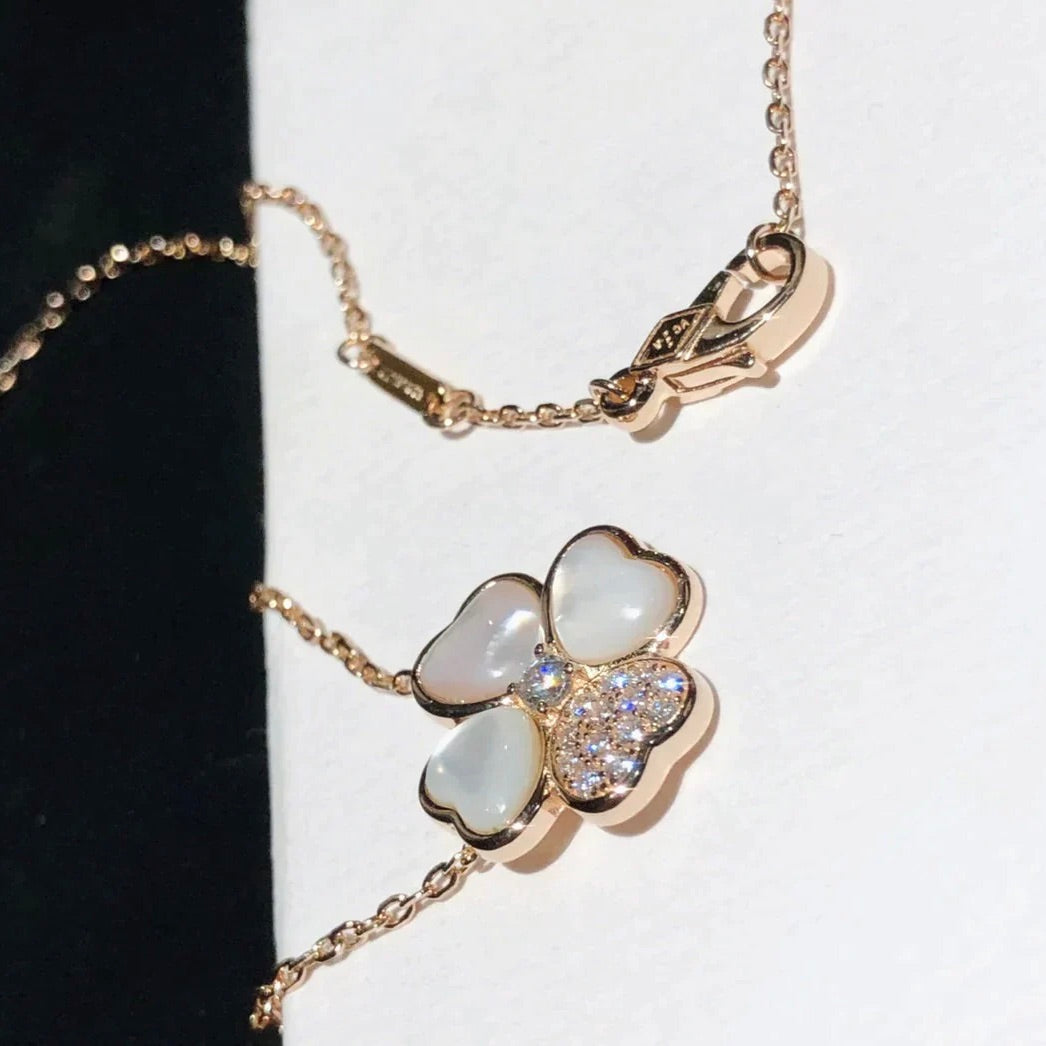 [Love More]CLOVER MOP DIAMOND ROSE GOLD NECKLACE