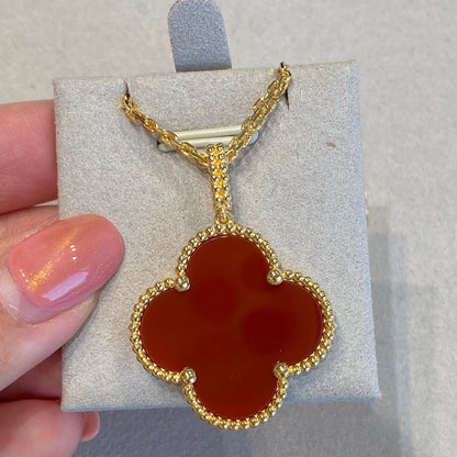 [Love More]CLOVER 25MM NECKLACE GOLD CARNELIAN