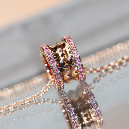 [Love More]ZERO 1 ROCK ROSA GOLD ROSA DIAMANT HALSKETTE