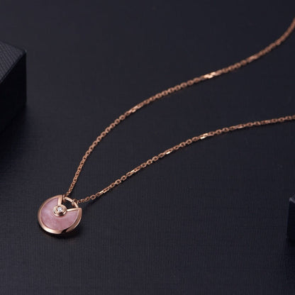 [Love More]AMULETTE ROSE GOLD PINK MOP NECKLACE