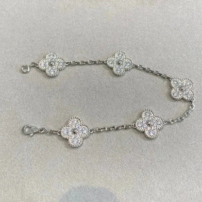 [Love More]CLOVER 5 MOTIFS  DIAMOND BRACELET SILVER