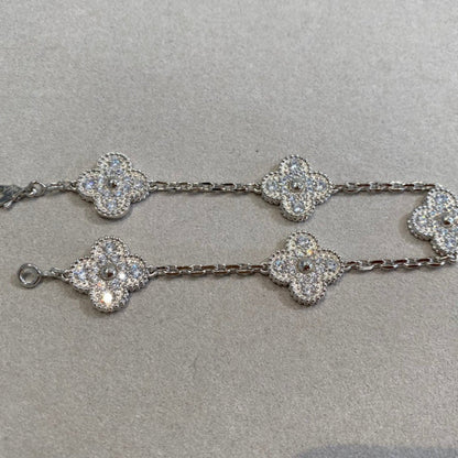 [Love More]CLOVER 5 MOTIFS  DIAMOND BRACELET SILVER