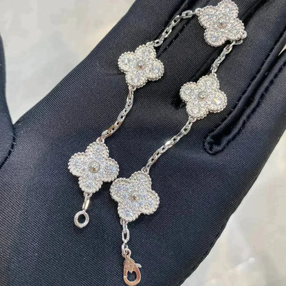 [Love More]CLOVER 5 MOTIFS  DIAMOND BRACELET SILVER