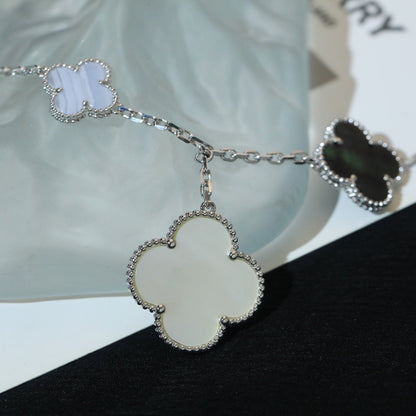 [Love More]CLOVER BRACELET 5 MOTIFS MOP CHALCEDONY SILVER