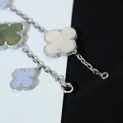 [Love More]CLOVER BRACELET 5 MOTIFS MOP CHALCEDONY SILVER