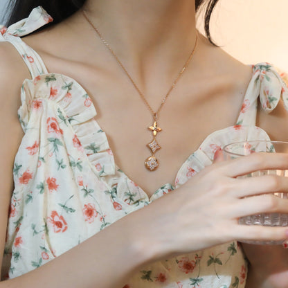 [Love More]STAR AND SUN DIAMOND PINK GOLD NECKLACE